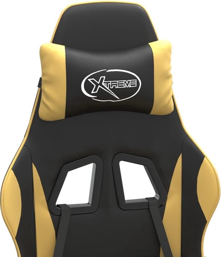VidaXL Gamestoel Kunstleer Zwart en Goud Gamestoel Gamingstoel Pc Stoel Bureaustoel Zwarte Gamestoel Gouden Gamestoel Kunstleder Gamestoel Verstelbare Gamestoel Ergonomische Stoel - Foto 2