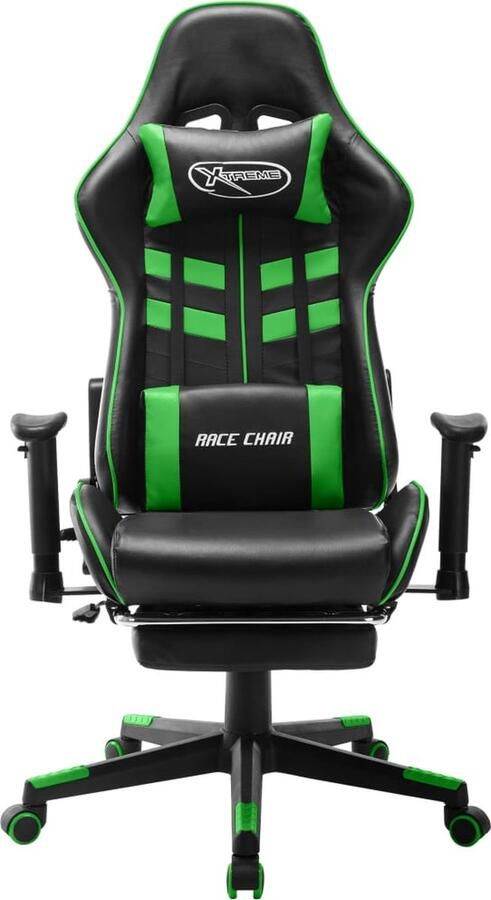 VidaXL Gamestoel Kunstleer Zwart en Groen Gamingstoel Ergonomische Gamingstoel Pc Gamingstoel Racecarstoel Kantoorstoel Computerstoel Luxe Gamingstoel Zwarte Gamingstoel Groene Gamingstoel