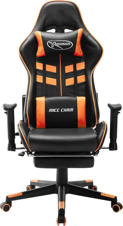VidaXL Gamestoel Kunstleer Zwart en Oranje Gamingstoel Gamestoel Pc Stoel Bureaustoel Sportstoel Racecar Seat