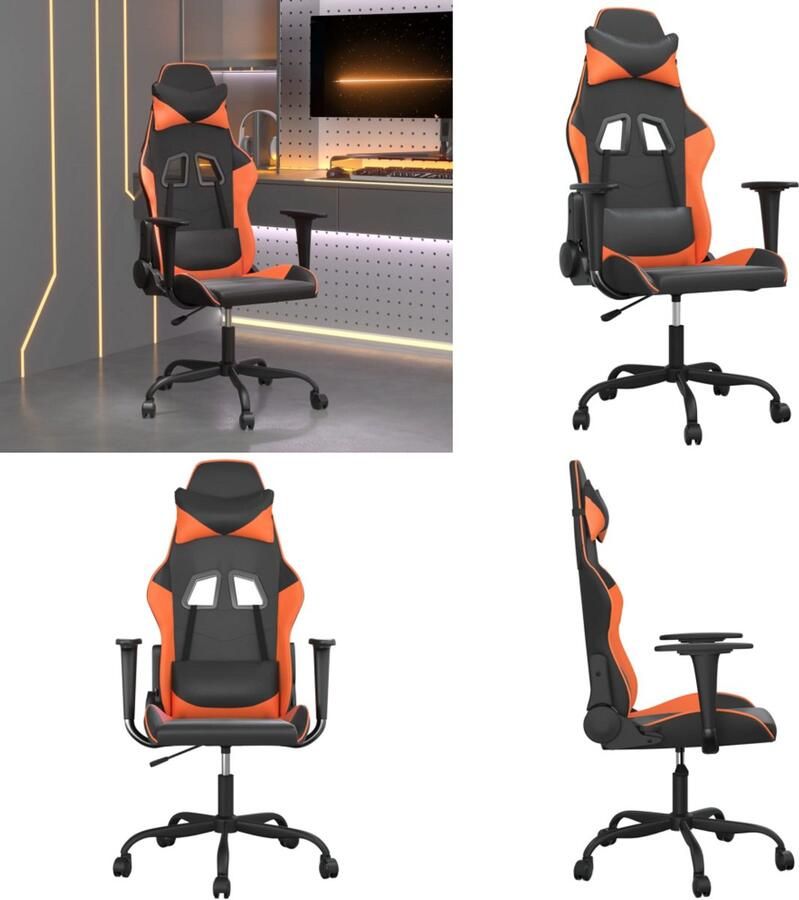 VidaXL Gamestoel kunstleer zwart en oranje Gamingstoel Gamingstoelen Televisiestoel Racingstoel