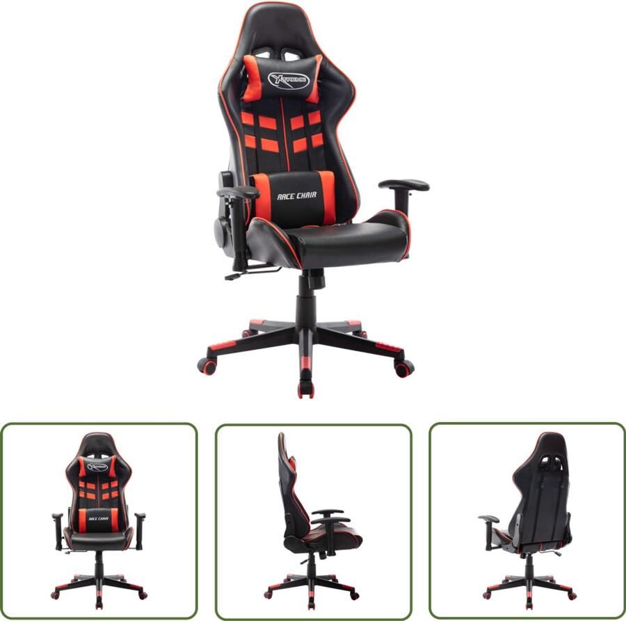 VidaXL Gamestoel Kunstleer Zwart en Rood Gamingstoel Gamingstoelen Racecarstoel Racingstoel Kantoorstoel Ergonomische Stoel Pc Stoel Computerstoel Zwarte Stoel Rode Stoel Luxe Stoel Comfort Stoel