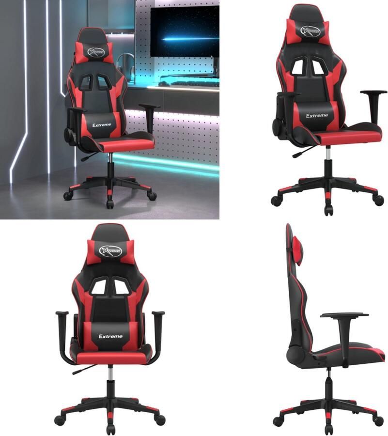 VidaXL Gamestoel kunstleer zwart en rood Gamingstoel Gamingstoelen Televisiestoel Racingstoel