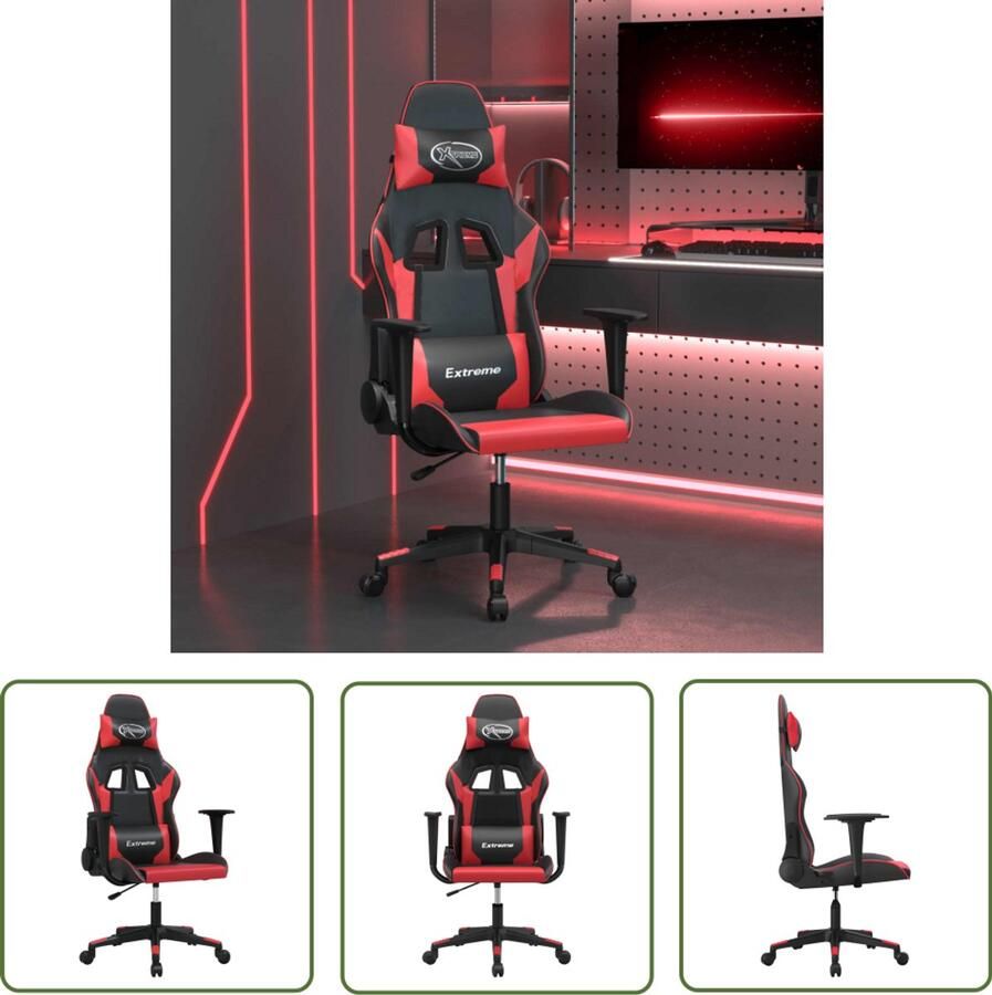 VidaXL Massage Gamestoel Kunstleer Zwart Rood Ergonomische Gamingstoel Gamestoel Met Massage Ergonomische Bureaustoel Computerstoel Zwarte Gamestoel