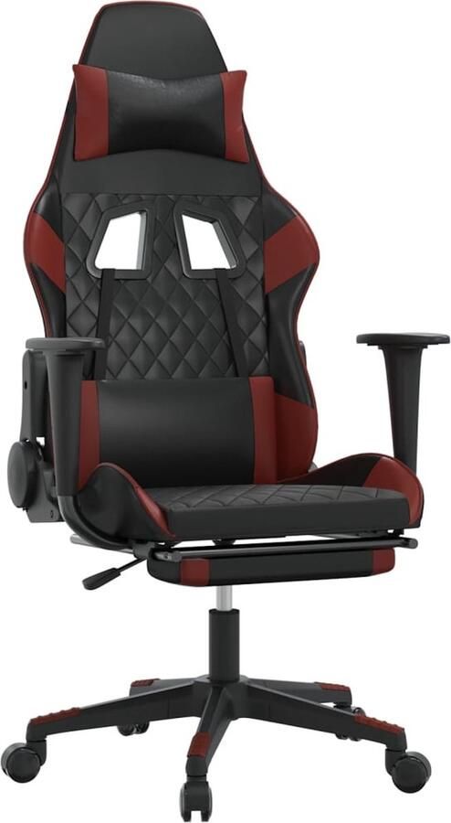 VidaXL Gamestoel Kunstleer Zwart & Wijnrood Gamestoel Gamingstoel Ergonomische Stoel Computerstoelen Kantoorstoel Bureaustool Zwarte Gamestoel Rode Gamestoel Kunstleder
