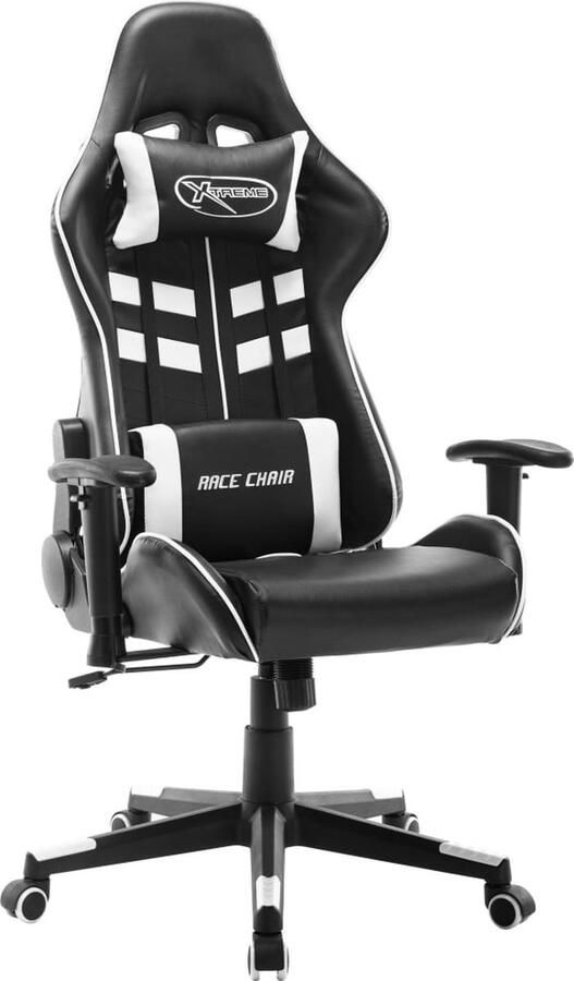 VidaXL Gamestoel Kunstleer Zwart Wit Ergonomisch Gamingstoel Gamestoel Gaming Accessoires Pc Gaming Kantoorstoel - Foto 2