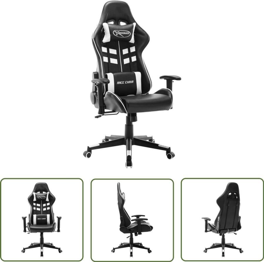 VidaXL Gamestoel Kunstleer Zwart Wit Ergonomisch Gamingstoel Gamestoel Gaming Accessoires Pc Gaming Kantoorstoel