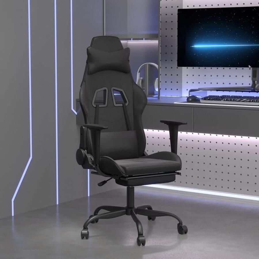 VidaXL Massage Gamestoel Kunstleer Zwart Gamestoel Massagestoel Ergonomische Stoel Kantoorstoelen Pc Stoel Gamer Fauteuil Zwarte Stoel Kunstleder Stoel Verstelbare Stoel - Foto 2