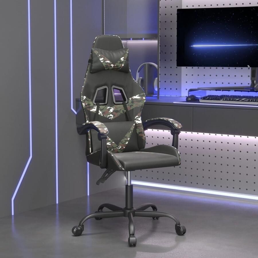 VidaXL Gamestoel Kunstleer Zwart Camouflage Gamestoel Gamingstoel Pc Stoel Ergonomische Stoel Verstelbare Stoel Kantoorstoelen Computerstoel Racecar Seat - Foto 3