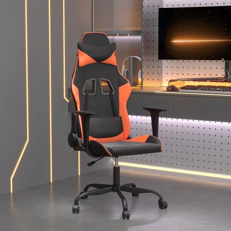 VidaXL Gamestoel Kunstleer Zwart Oranje Gamingstoel Gamingstoelen Televisiestoel Racingstoel