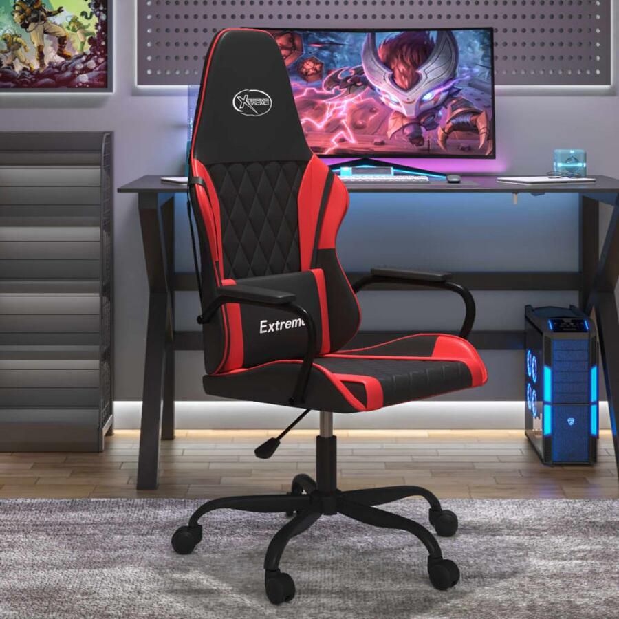 VidaXL Gamestoel Kunstleer Zwart Rood Ergonomisch Gamingstoel Gamingstoelen Televisiestoel Computer Stoel