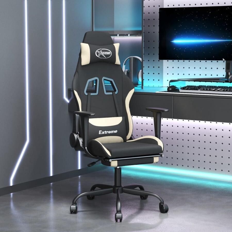 VidaXL Gamestoel Massagefunctie Zwart crème Gamestoel Gamingstoel Ergonomische Stoel Massage Functie Verstelbaar Draaibare Stoel Kantoorstoelen Computerstoel - Foto 2