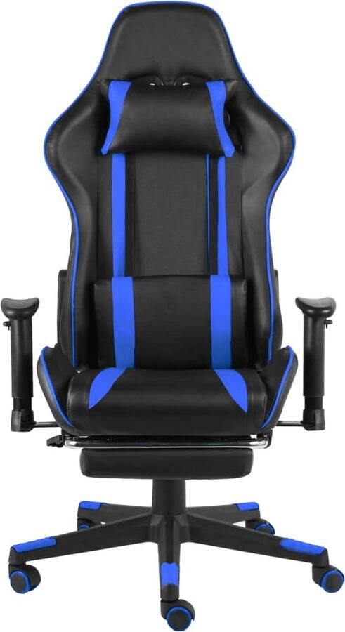 VidaXL Gamestoel met voetensteun Blauw Zwart Gamingstoel Ergonomische Stoel Pc Stoel Bureaustoel Gamerstoel Gaming Accessoires Blauwe Stoel Pvc Stoel