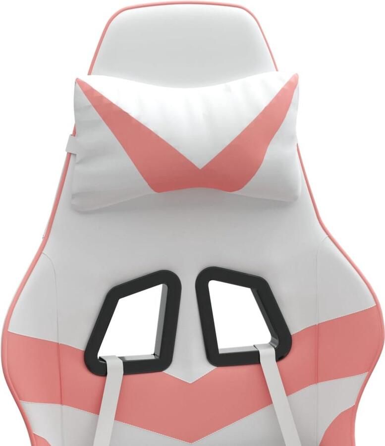 VidaXL Gamestoel met voetensteun kunstleer wit en roze Gamingstoel Gamingstoelen Televisiestoel Racingstoel - Foto 5