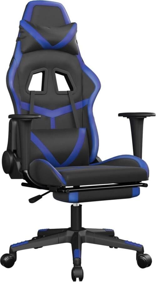 VidaXL Gamestoel met voetensteun zwart en blauw Gamestoel Gamingstoel Pc Stoel Bureaustoel Esports Stoel Ergonomische Stoel Kunstleder Stoel Blauwe Stoel - Foto 2