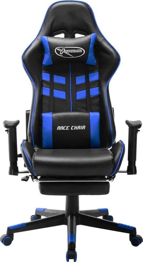 VidaXL Gamestoel met voetensteun zwart blauw Gamingstoel Gamingaccessoires Pc Accessoires Kantoorstoel Bureaustoel Ergonomische Stoel Comfortabele Stoel Hoogwaardige Stoel