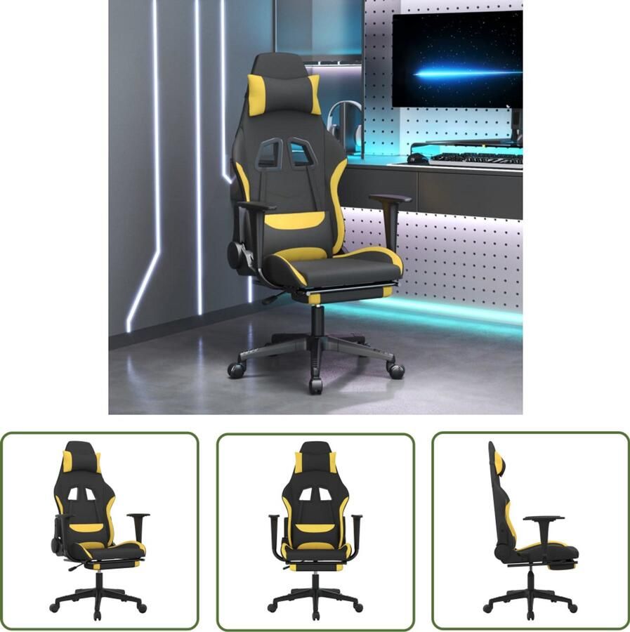 VidaXL Gamestoel met voetensteun zwart geel Gamestoel Gamingstoel Pc Stoel Bureaustoel Gamers Chair Ergonomische Stoel Adjustable Stoel Computerstoelen - Foto 2