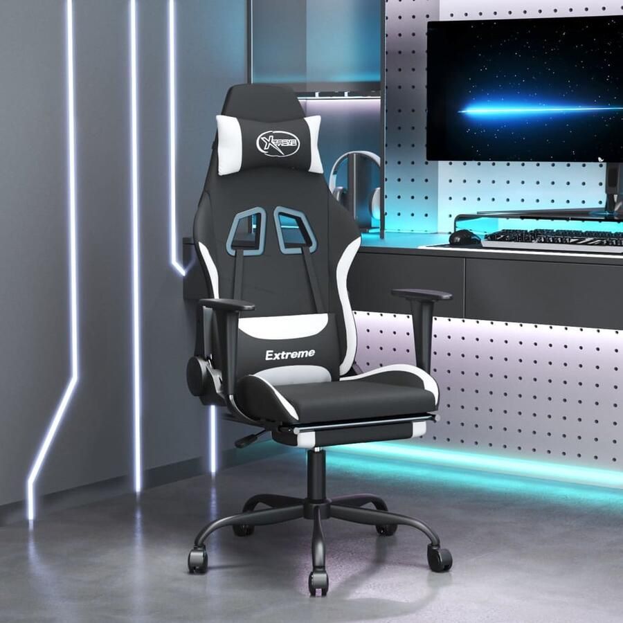 VidaXL Gamestoel Met Voetensteun Zwart Wit Gamingstoel Gamingstoelen Racecarstoel Bureaustoel Ergonomische Stoel Comfortabele Stoel Verstelbare Stoel Roterende Stoel - Foto 2
