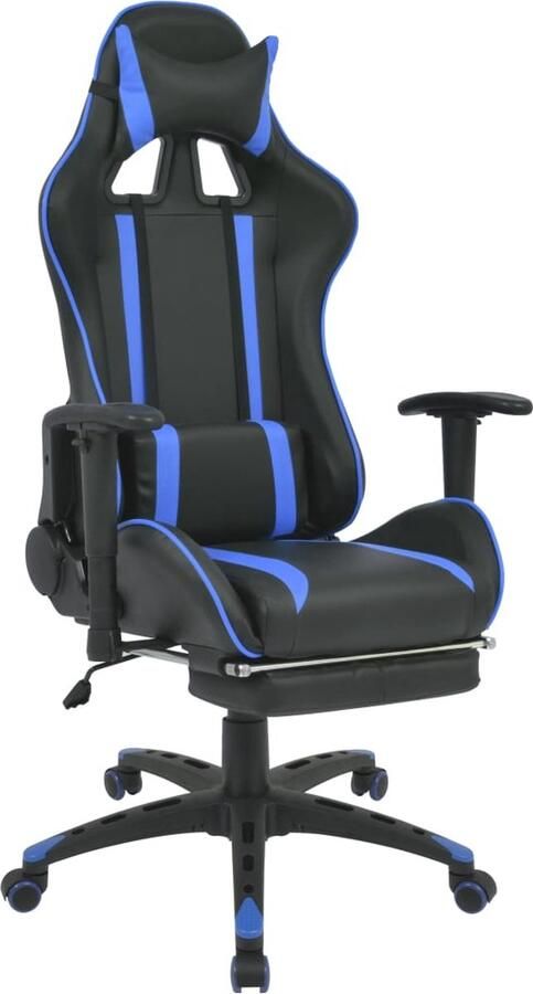 VidaXL Gamestoel Verstelbaar Blauw Zwart Voetensteun Gaming Stoel Race Stoel Kantoormeubilair Ergonomische Stoel Bureaustoel Verstelbare Stoel Blauwe Stoel Zwarte Stoel - Foto 2