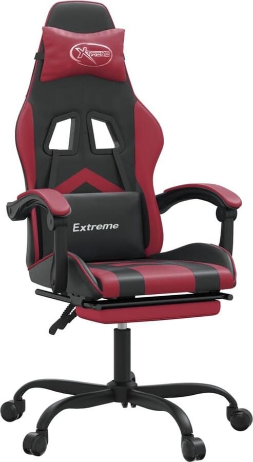 VidaXL Gamestoel Verstelbaar Met Voetensteun Zwart Rood Gamestoel Gamingstoel Verstelbare Stoel Ergonomische Stoel Computerstoelen Bureaustolen Rode Stoel Zwarte Stoel - Foto 3