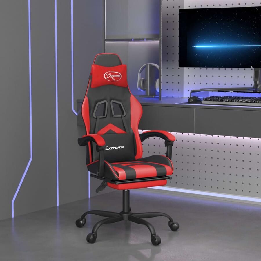 VidaXL Gamestoel Verstelbaar Zwart en Rood Gamestoel Gamingstoel Computerstoelen Ergonomische Stoel Bureaustool Robuuste Stoel Sportstoel Rode Stoel Zwarte Stoel Lederlook - Foto 2