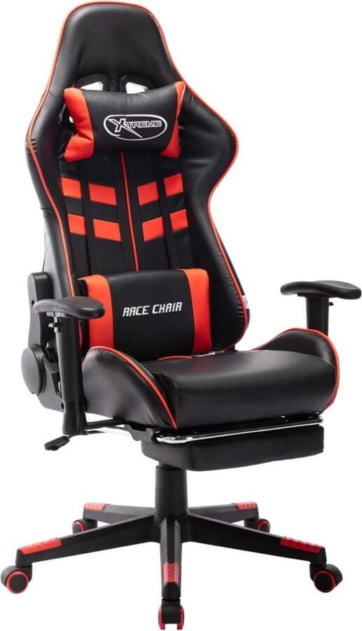 VidaXL Gamestoel Voetensteun Zwart & Rood Gamestoel Gamingstoel Kantoorstoel Ergonomische Stoel Pc Stoel Racecar Stoel Zwarte Stoel Rode Stoel Hoog Comfort - Foto 2
