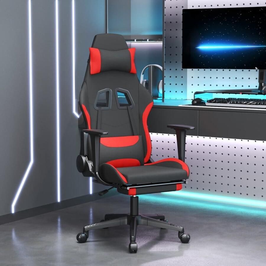 VidaXL Gamestoel Voetensteun Zwart Rood Verstelbaar Gamingstoel Gamingstoelen Bureaustoel Computerstoel Ergonomische Stoel Verstelbare Stoel Zwarte Stoel Rode Stoel - Foto 2
