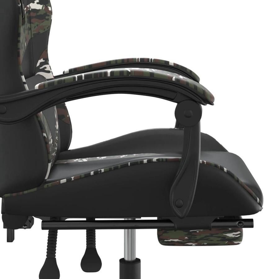 VidaXL Gamestoel Zwart camouflage 57.5x59.5x(121-131)cm Verstelbare rugleuning en voetensteun Duurzaam kunstleer Bureaustoel