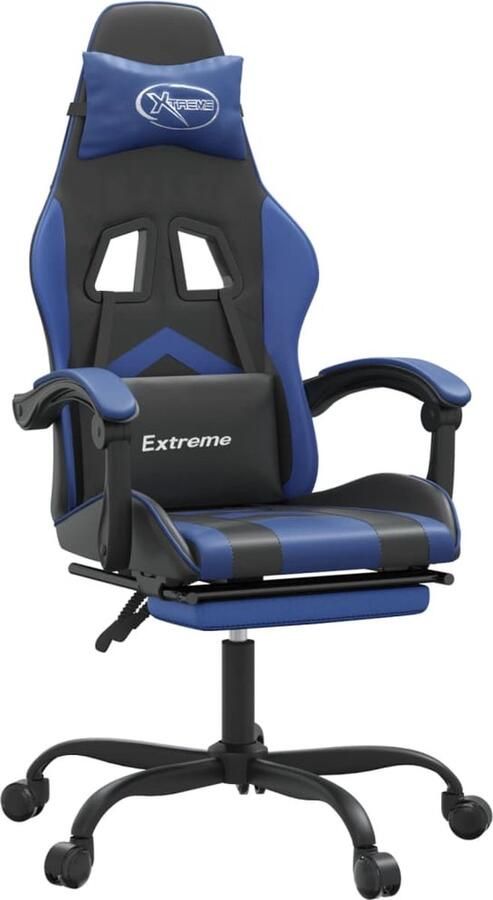 VidaXL Gamestoel zwart blauw met massagefunctie Gamestoel Gamingstoel Pc Stoel Bureaustoel Verstelbare Stoel