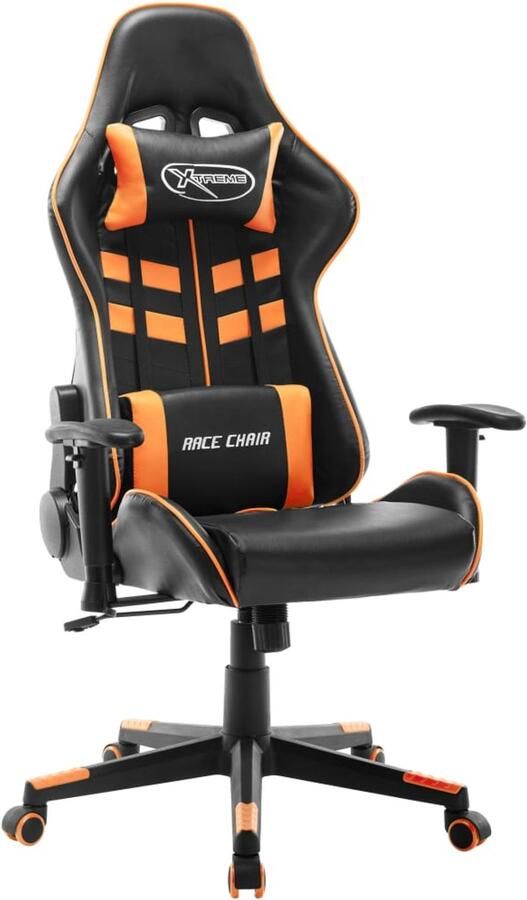 VidaXL Gamestoel Zwart Oranje Kunstleer Gamingstoel Gamingstoelen Racefietsstoel Racefietstoelen Kantoorstoel