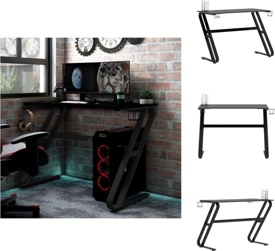 VidaXL Gamingbureau Gamingbureaus Speeltafel Speeltafels Gamingbureau met ZZ-vormige poten 110x60x75 cm zwart