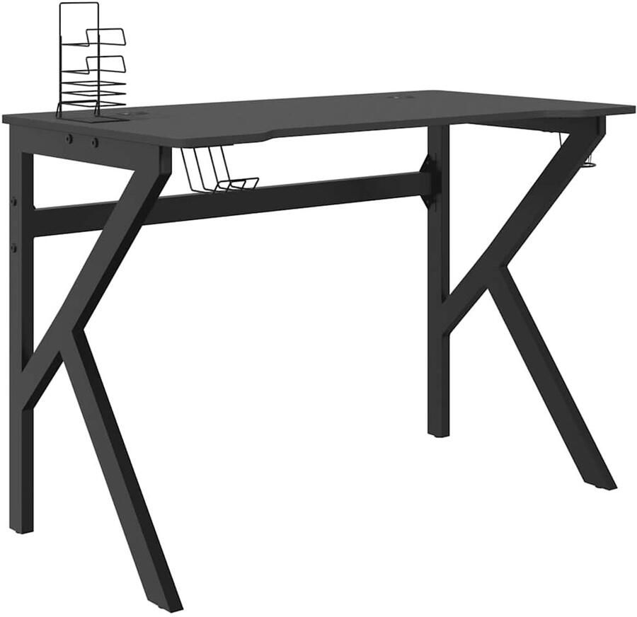 VidaXL -Gamingbureau-met-K-vormige-poten-110x60x75-cm-zwart - Foto 2