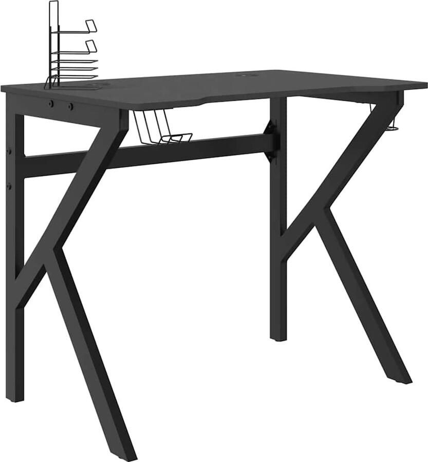 VidaXL -Gamingbureau-met-K-vormige-poten-90x60x75-cm-zwart - Foto 2