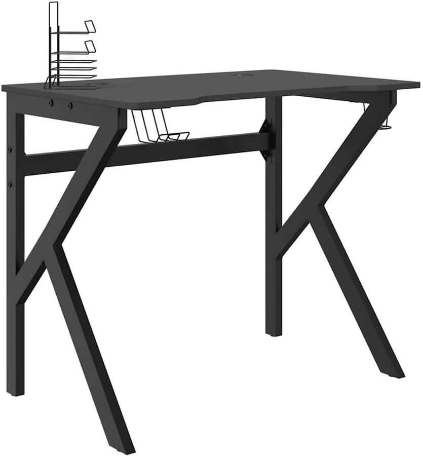 VidaXL -Gamingbureau-met-K-vormige-poten-90x60x75-cm-zwart - Foto 3