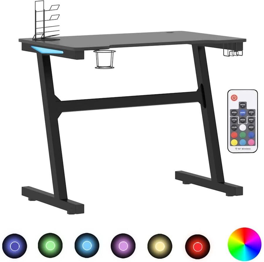 VidaXL -Gamingbureau-met-Z-vormige-poten-LED-90x60x75-cm-zwart - Foto 2