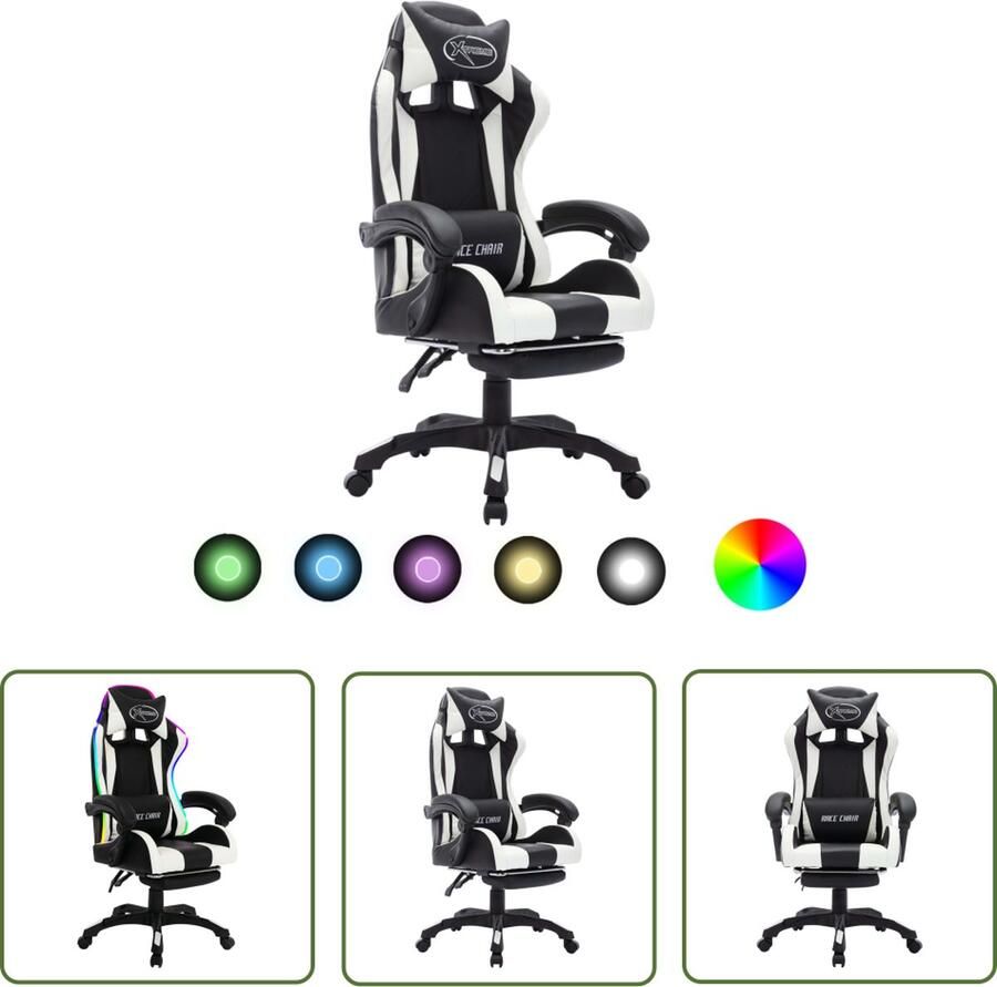 The Living Store Gamestoel Luxe Bureaustoel Afmeting- 64 x 65 x 119 cm Met LED-verlichting Gamestoel Gamingstoel Bureaustoel Kantoorstoelen Ergonomische Stoel - Foto 2