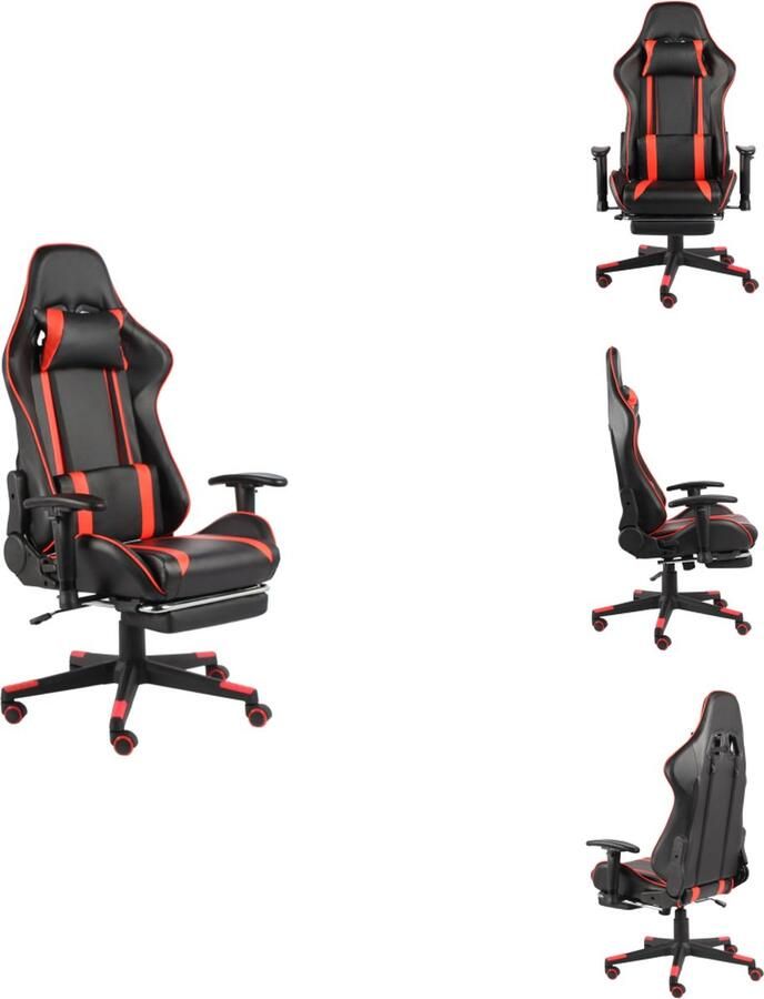 VidaXL Gamingstoel Luxe Hoge rugleuning Ergonomisch Zwart rood Metaal PVC 68 x 69 x (123-133) cm 37 x 51 cm zitting 44-54 cm zithoogte 17-23 cm armleuning 110 kg Bureaustoel - Foto 2