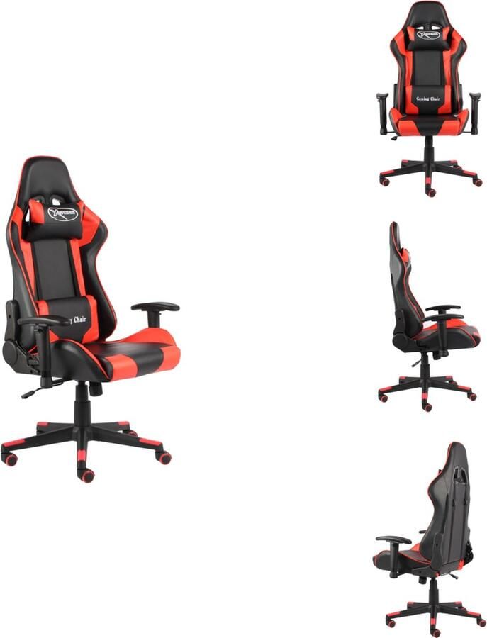 VidaXL Gamingstoel G Hoge Rugleuning Ergonomisch Verstelbaar Zwart Rood 68x69x(123-133)cm Bureaustoel