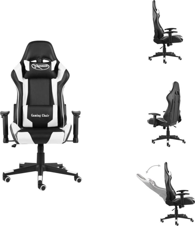 VidaXL Gamingstoel Gamingstoelen Racingstoel Racingstoelen Gamestoel draaibaar PVC wit - Foto 3