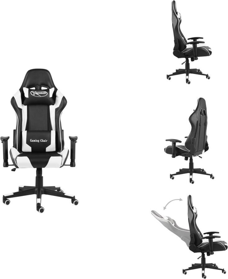 VidaXL Gamingstoel Gamingstoelen Racingstoel Racingstoelen Gamestoel draaibaar PVC wit - Foto 2