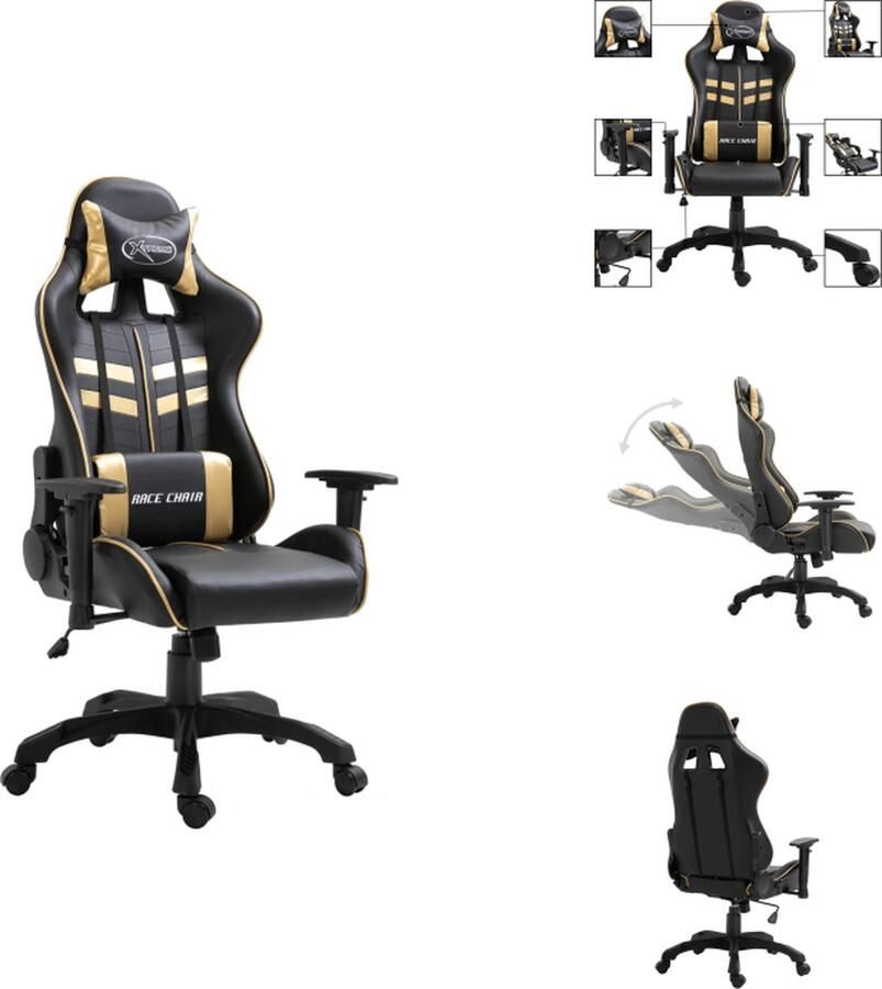 VidaXL Gamingstoel Gamingstoelen Racingstoel Racingstoelen Gamestoel kunstleer goudkleurig