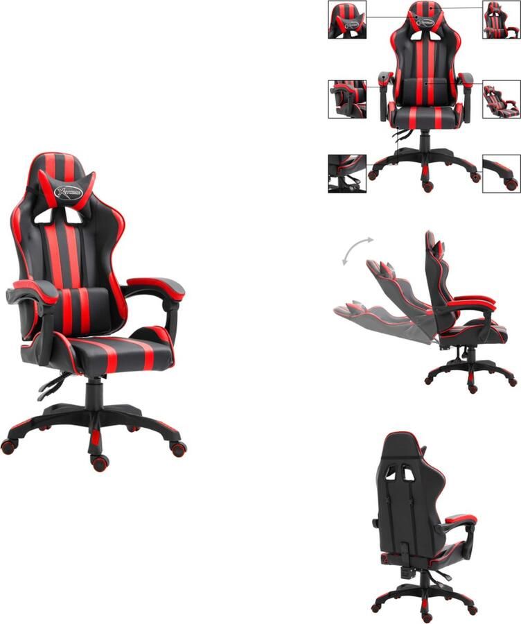 VidaXL Gamingstoel Gamingstoelen Racingstoel Racingstoelen Gamestoel kunstleer rood