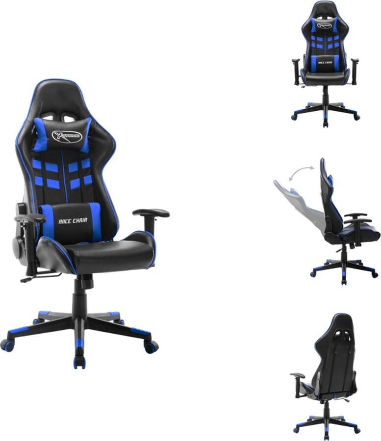 VidaXL Gamingstoel Gamingstoelen Racingstoel Racingstoelen Gamestoel kunstleer zwart en blauw - Foto 2