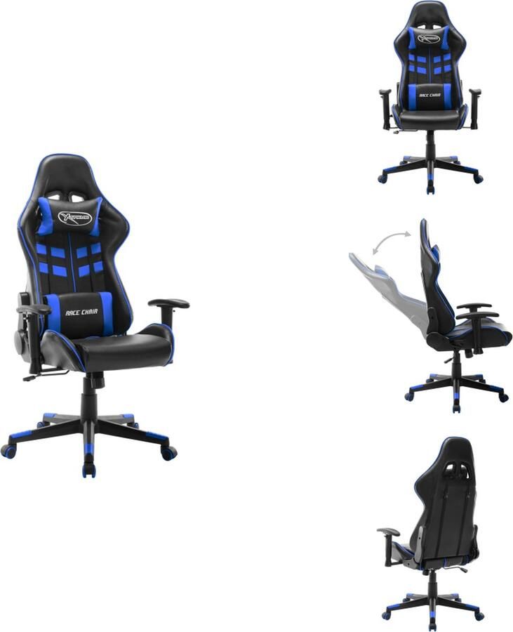 VidaXL Gamingstoel Gamingstoelen Racingstoel Racingstoelen Gamestoel kunstleer zwart en blauw