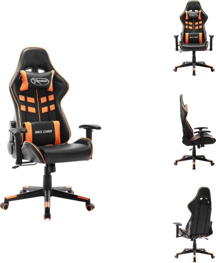 VidaXL Gamingstoel Gamingstoelen Racingstoel Racingstoelen Gamestoel kunstleer zwart en oranje