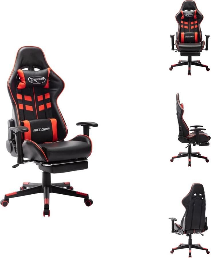 VidaXL Gamingstoel Gamingstoelen Racingstoel Racingstoelen Gamestoel met voetensteun kunstleer zwart en rood - Foto 2