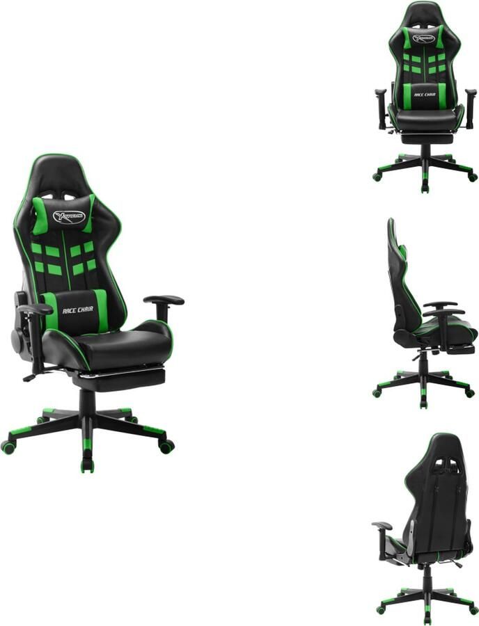 VidaXL Gamingstoel Gamingstoelen Racingstoel Racingstoelen Gamestoel met voetensteun kunstleer zwart en groen