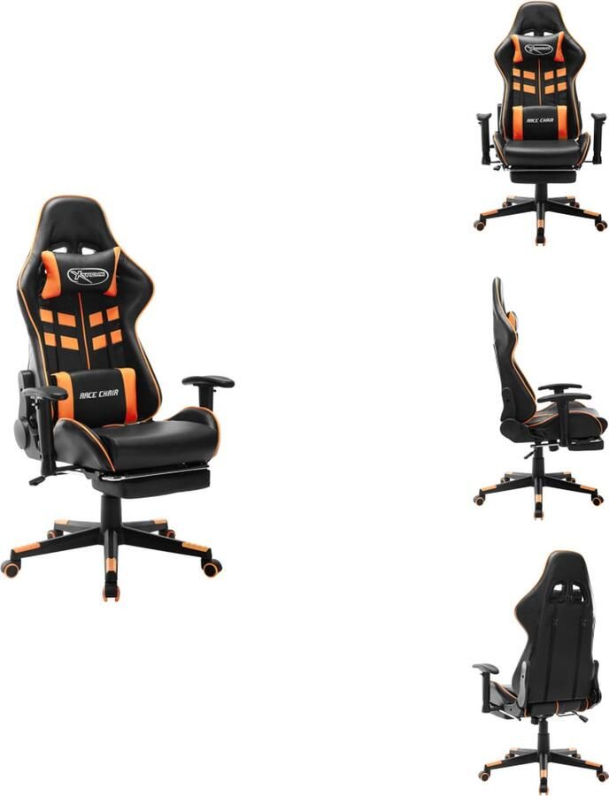 VidaXL Gamingstoel Gamingstoelen Racingstoel Racingstoelen Gamestoel met voetensteun kunstleer zwart en oranje