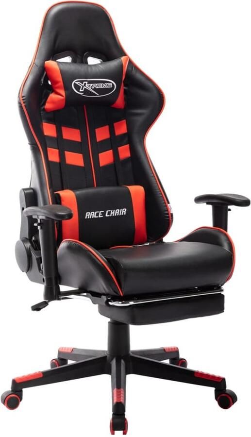 VidaXL Gamingstoel Gamingstoelen Racingstoel Racingstoelen Gamestoel met voetensteun kunstleer zwart en rood