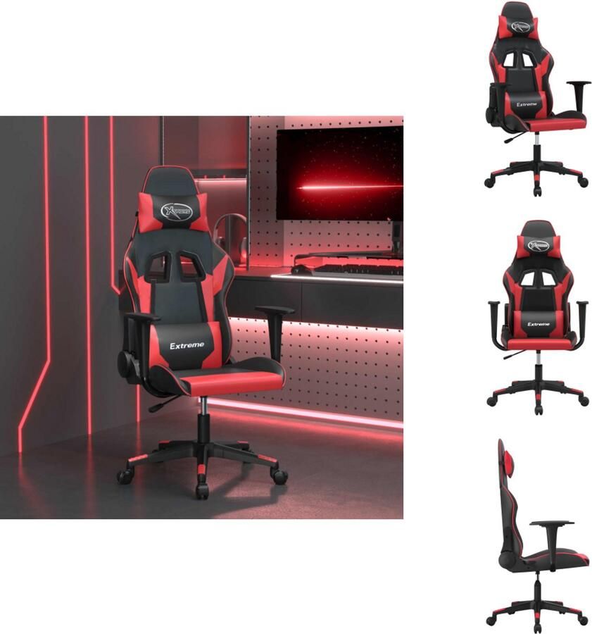 VidaXL Gamingstoel Gamingstoelen Televisiestoel Computer Stoel Massage gamestoel kunstleer zwart en rood