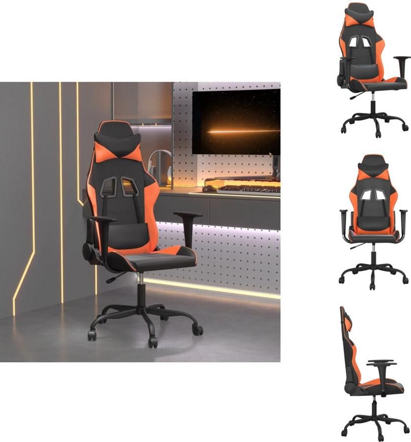 VidaXL Gamingstoel Gamingstoelen Televisiestoel Computer Stoel Massage gamestoel kunstleer zwart en oranje